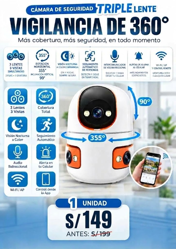 Cámara de Seguridad Triple Lente